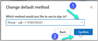 Select the method and then click the Confirm button
