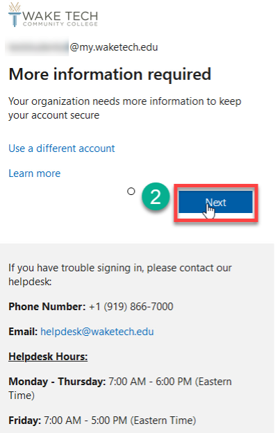 Initial instructions for verifying Wake Tech multi-factor authentication