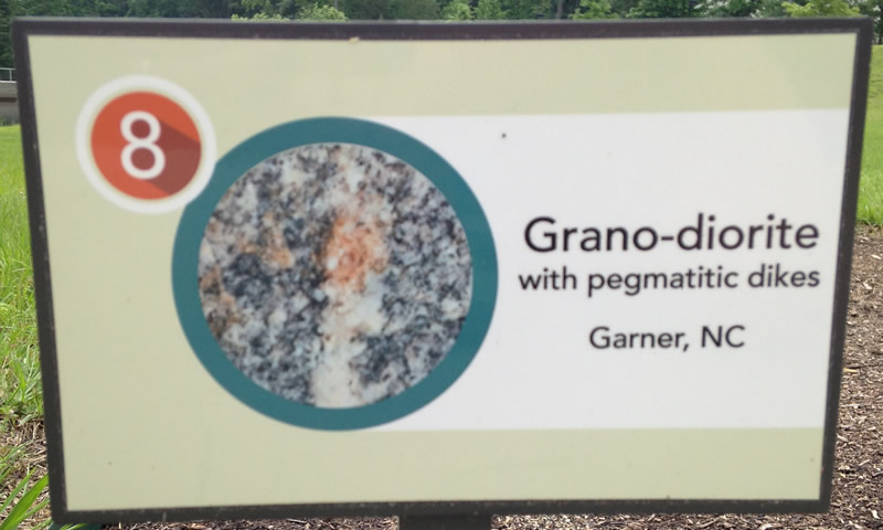 Granodiorite sample from Garner, North Carolina sign