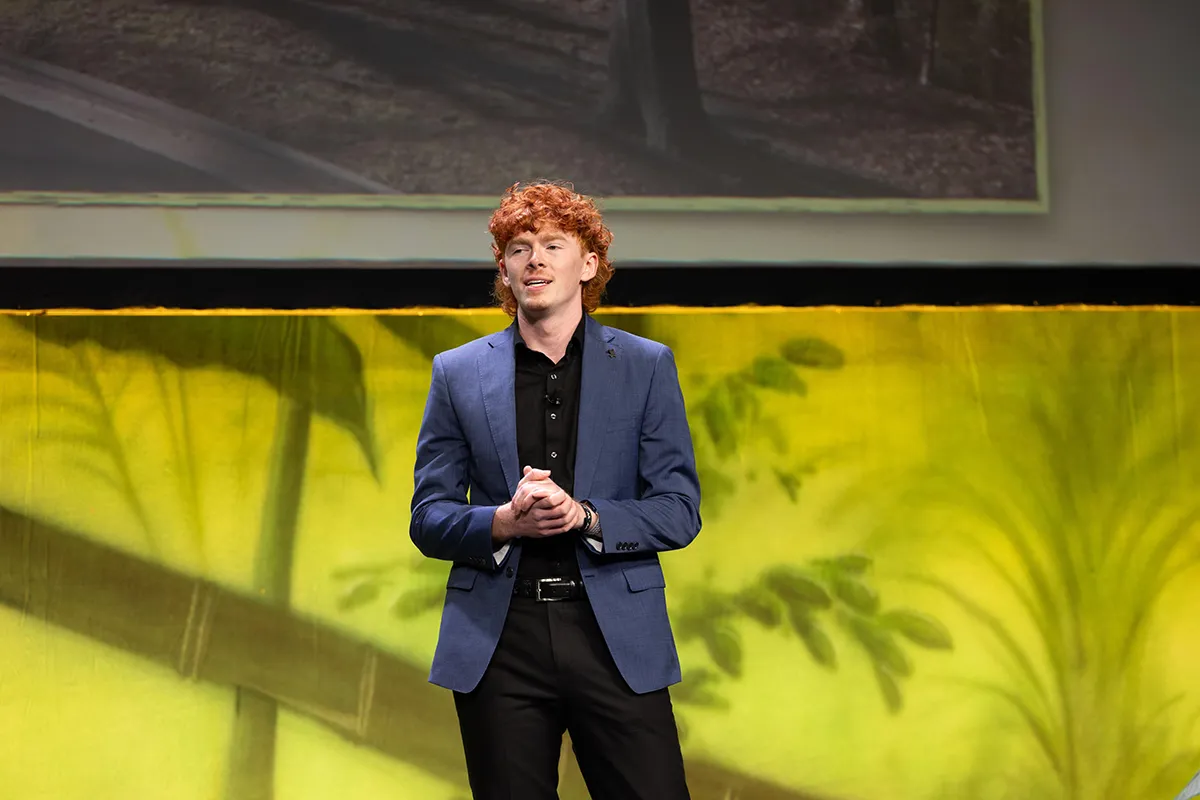 Ethan Hatch, Wake Tech student and Siemens apprentice, was honored at the 2025 Wake Tech IGNITE event.