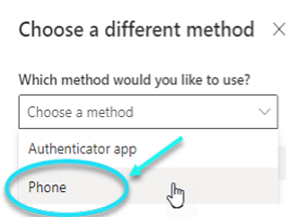 Click on the down arrow and select “Phone” from the drop-down menu