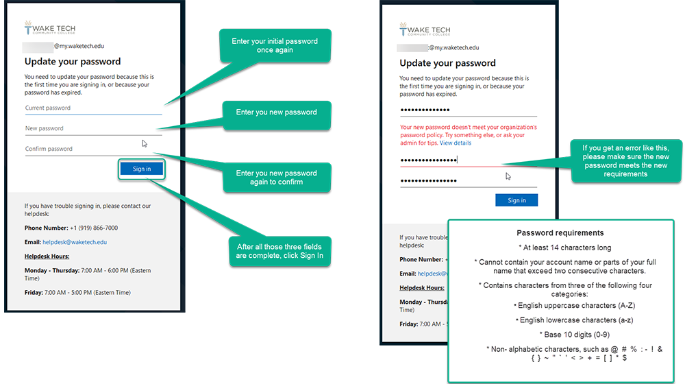 Wake Tech Key Account Activation - Password Setup