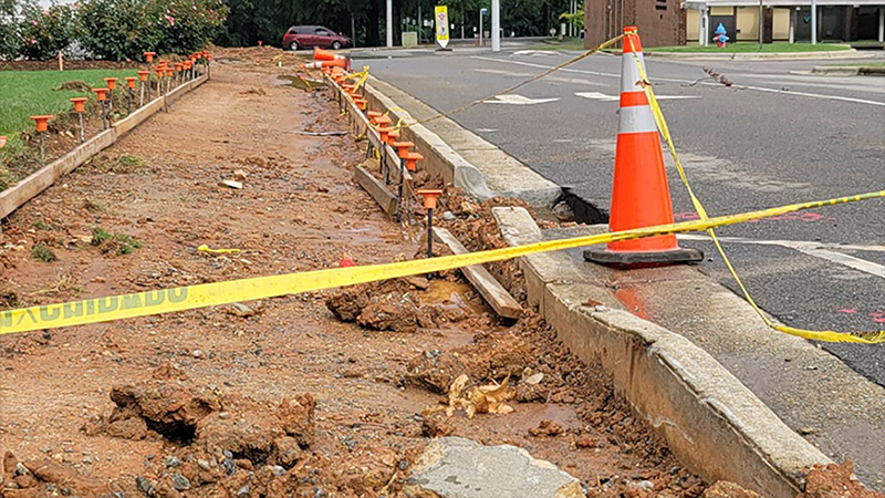 Sidewalk construction at Wake Tech