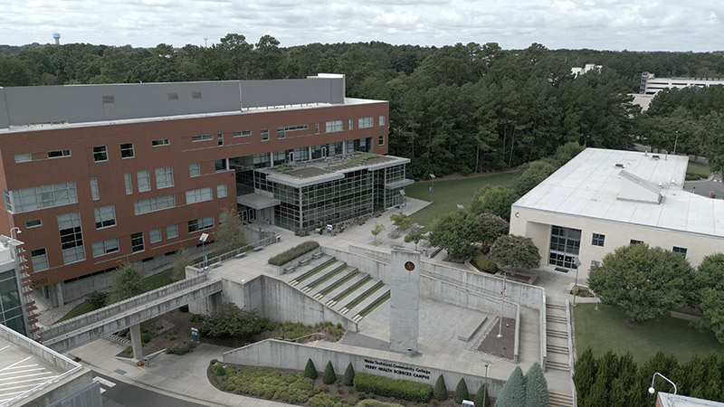 Aerial view of Perry Health Sciences Campus