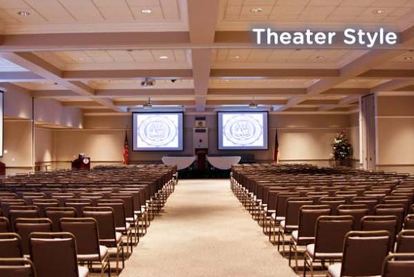 A layout with theater seating in the Conference Center on Southern Wake Campus