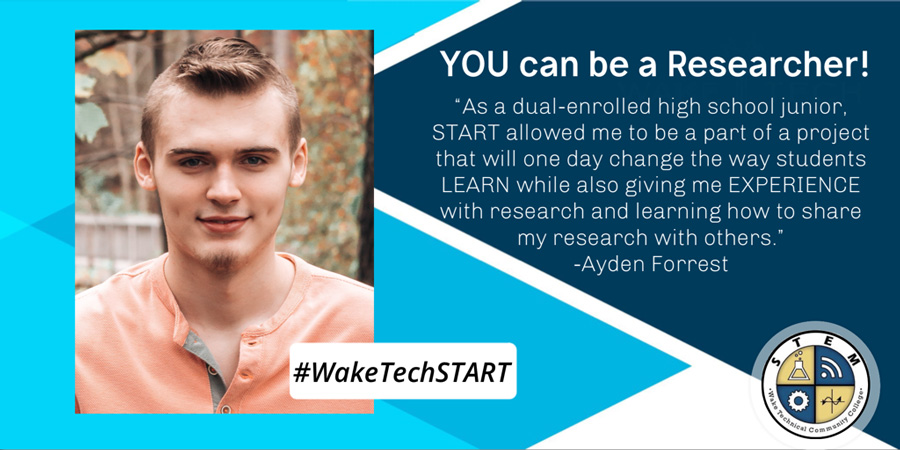 Wake Tech student Ayden Forrest praises the START program
