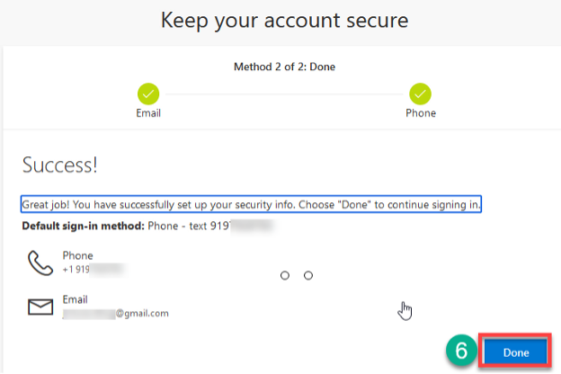 Screen confirming successful Wake Tech multi-factor authentication setup