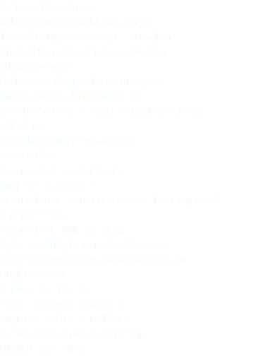 Refugee Assistance Job Driven National Emergency Transforming Geoscience Education English Language/Civics Education Filling the Gaps High School Equivalency Program First in the World (COMPASS) Accelerated Career Transformation Services IME Becas Virtual Learning Community GEOPATHS Economics Speaker Series Project Green Zone International Economics Course Development America’s Wars Summer STEM Immersion Cybersecurity Training for Veterans Rapid Advanced Manufacturing Program Project ZOOM Bridges to Success SAVE – Veterans and CCR Project SECURE – TechHire Leading with Entrepreneurship Multiple Measures