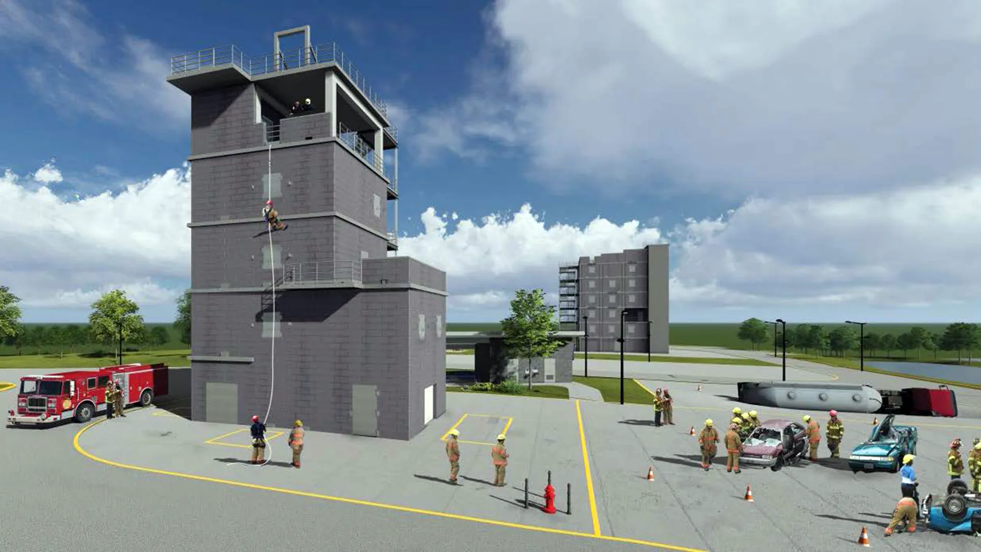 Architectural rendering of Fire and Rescue Tower on Eastern Wake Campus