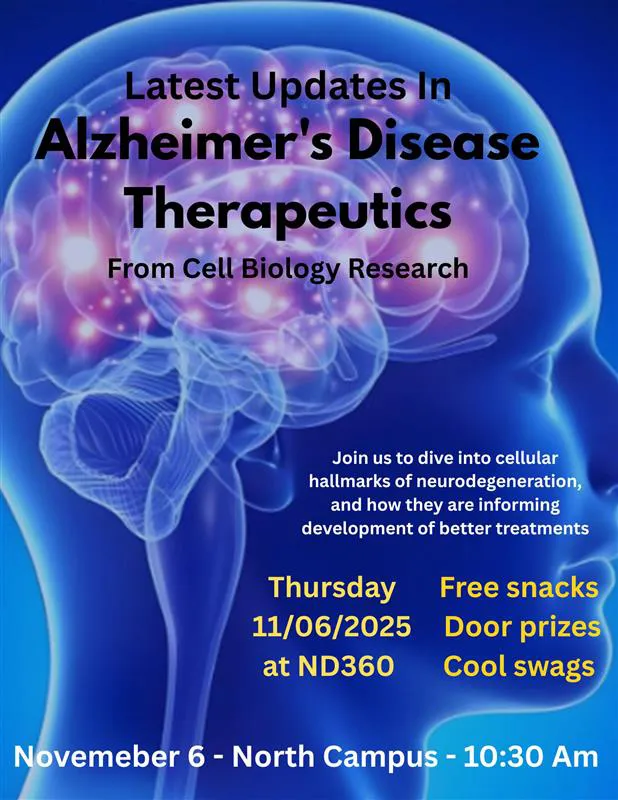 Flier for STEM talk on Alzheimer's Disease treatment