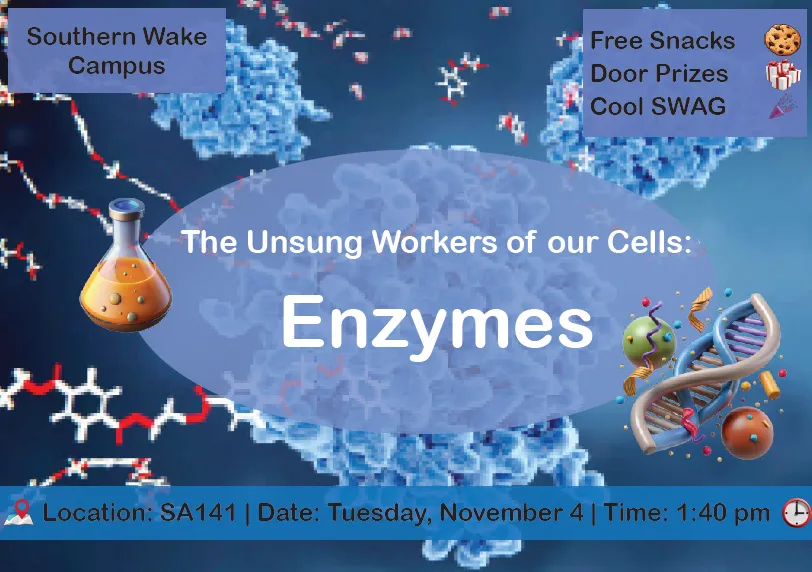 Flier for a talk on enzymes by UNC biology students
