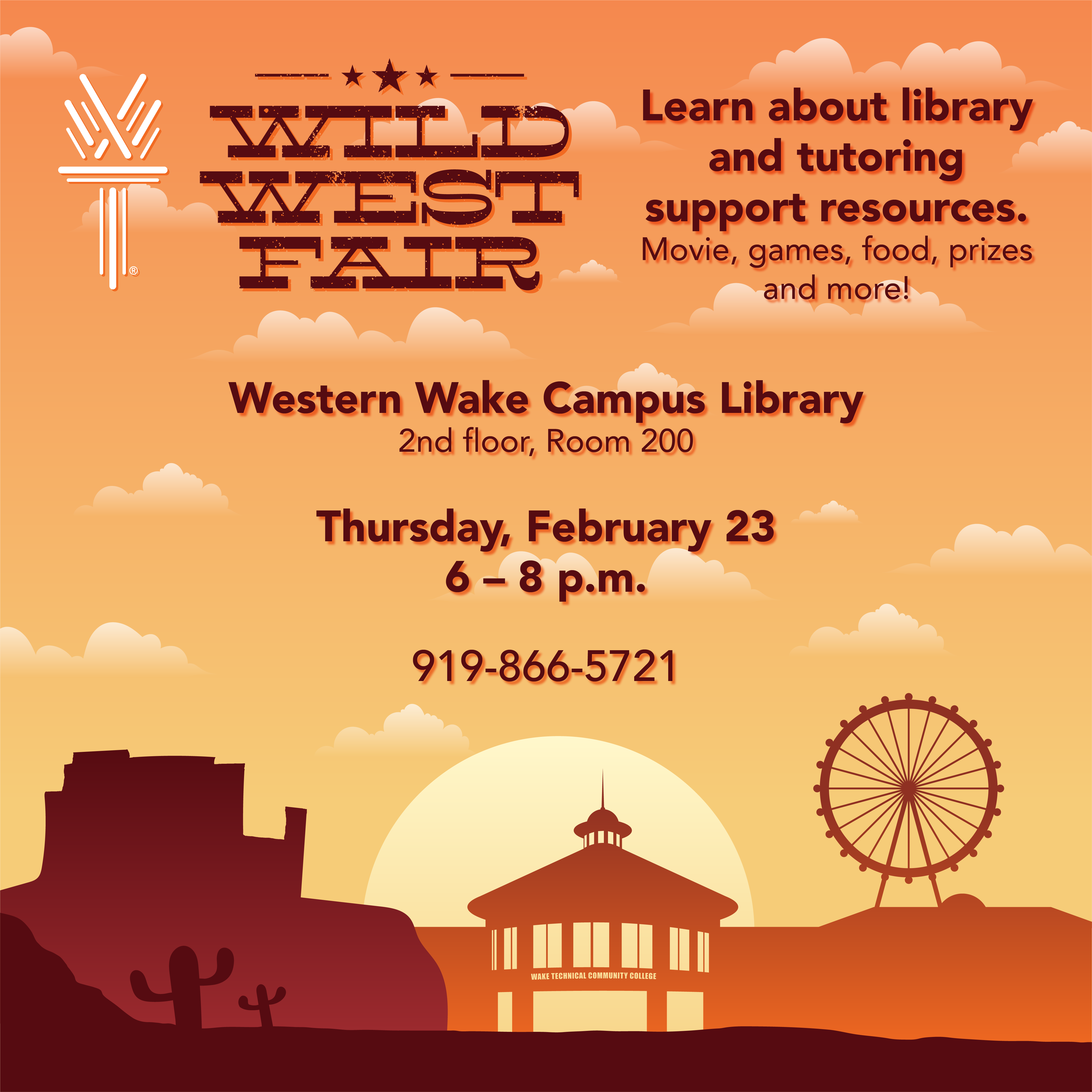 Picture of Western Wake Campus set in the old west.