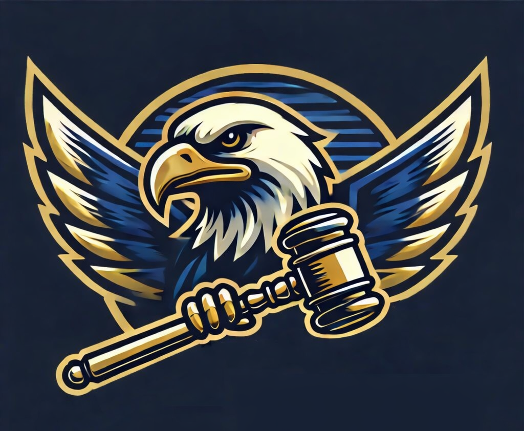 Stylized image of an eagle holding a gavel