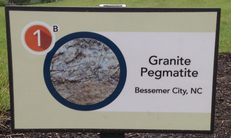Granite Pegmatite from Bessemer City, North Carolina sign