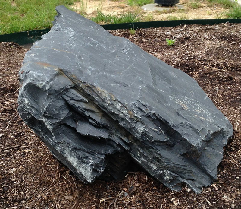 Figure 4: This image shows the foliation in the meta-argillite well.  The foliation looks like layers that run from top left to bottom right.