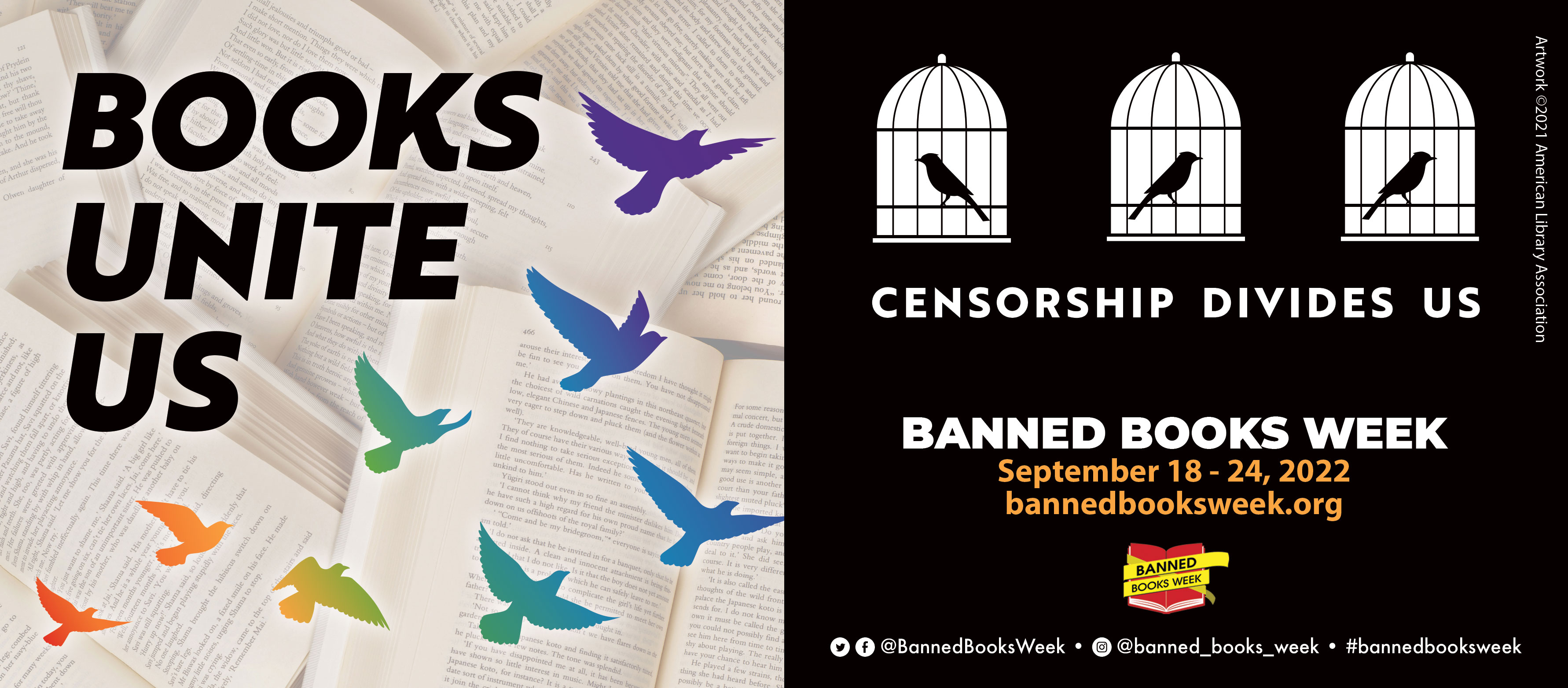 Banned books image. Message of unity.