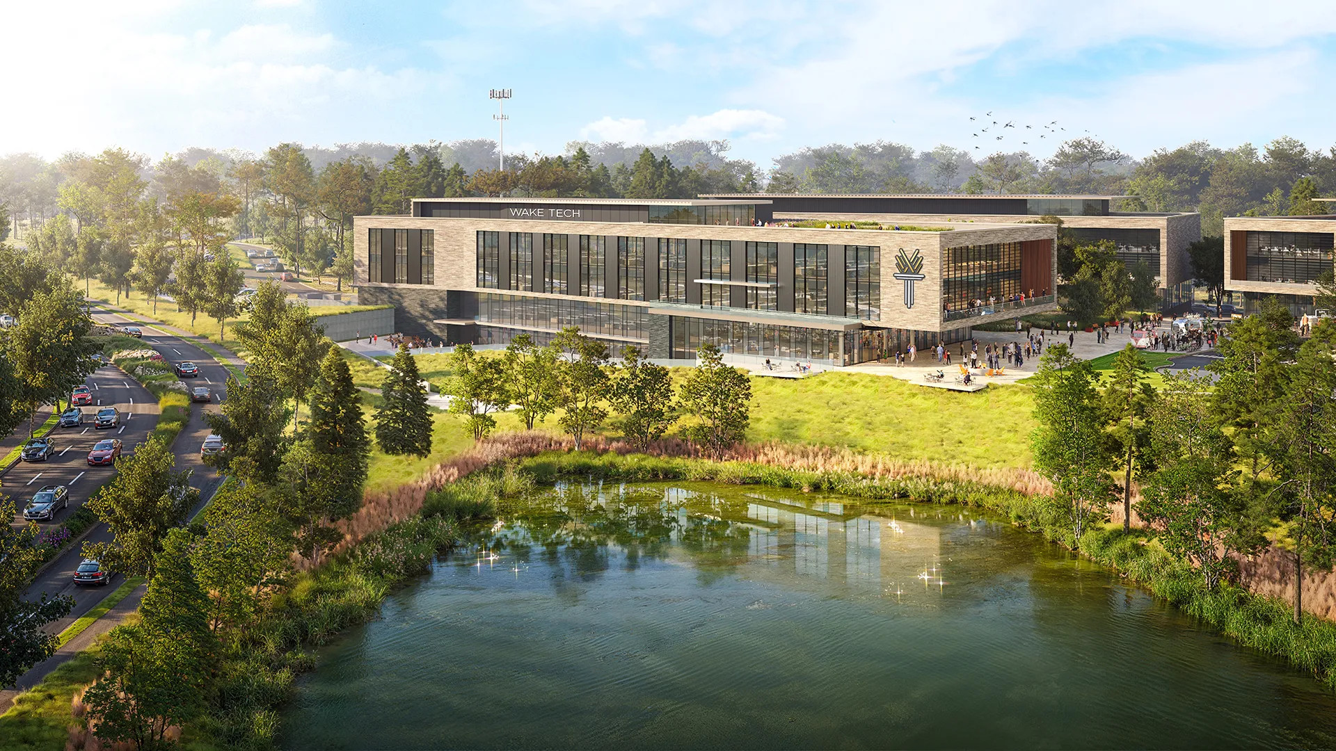 Architectural rendering of a building on Conlon Western Wake Campus