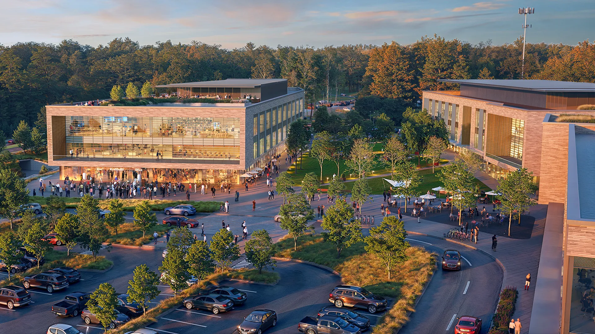 Architectural rendering of multiple buildings on Conlon Western Wake Campus