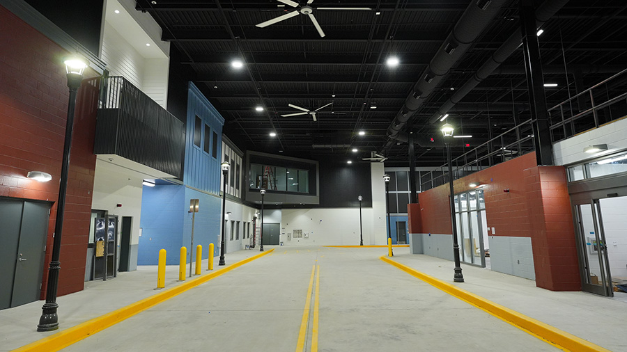 Mock streetscape for training at Public Safety Simulation Complex on Wake Tech East Campus