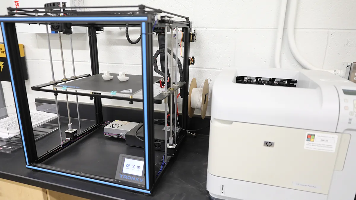 A 3D printer in the makerspace on Southern Wake Campus