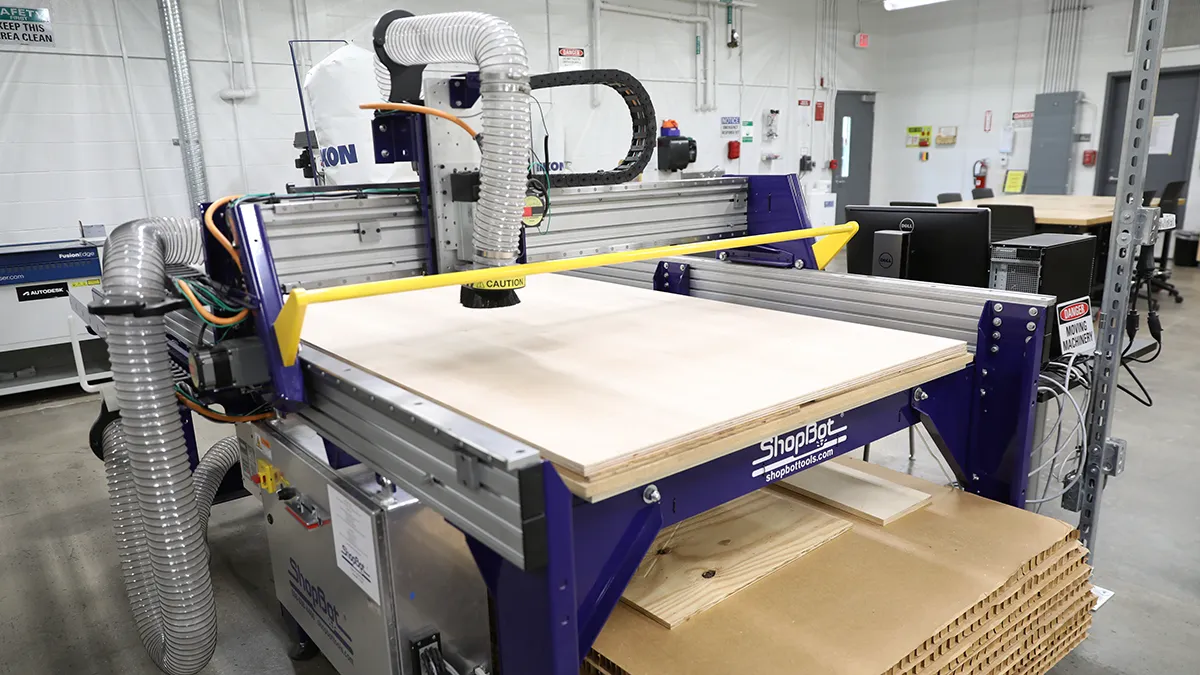 Large version of a ShopBot CNC router in the makerspace on Southern Wake Campus