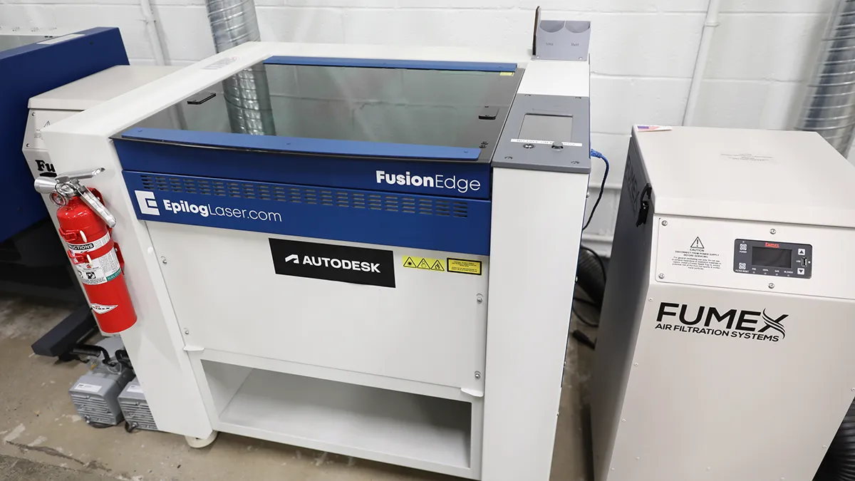 An Epilog Laser laser engraver and cutter in the makerspace on Southern Wake Campus