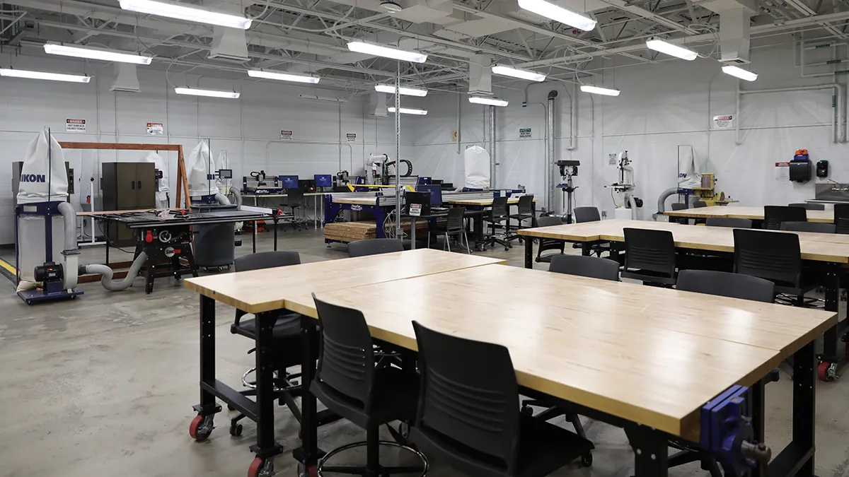Interior of Design and Construction Lab on Southern Wake Campus