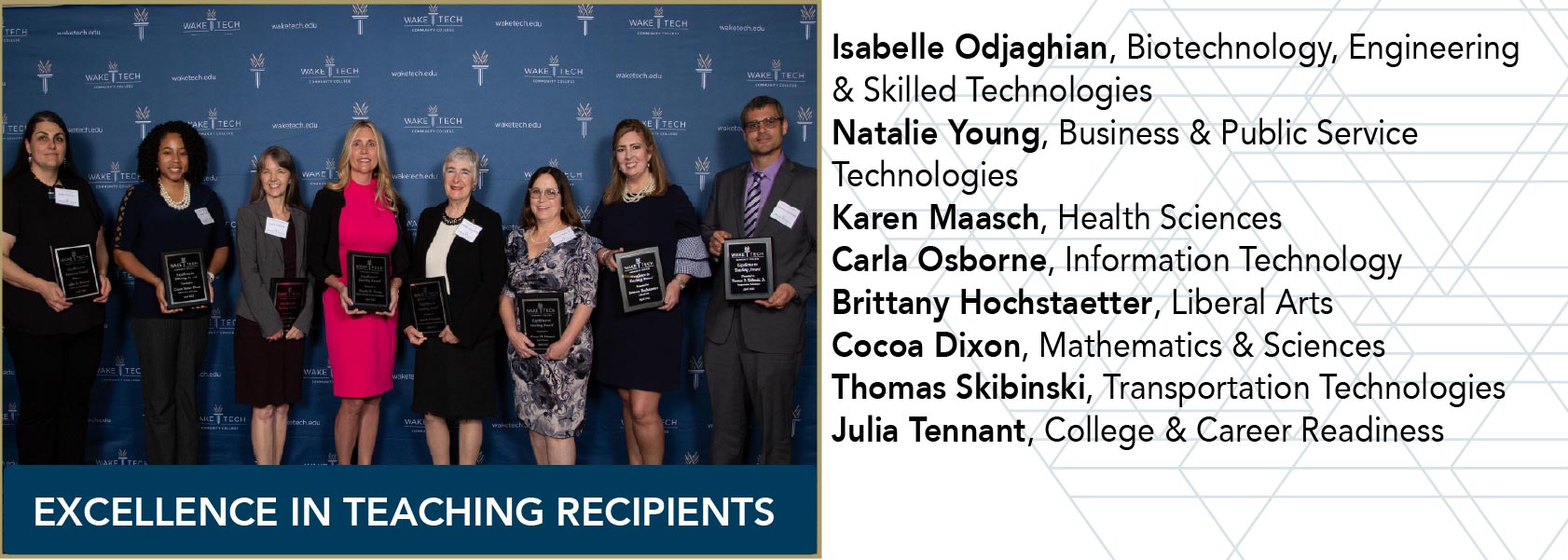 Wake Tech Excellence Awards - Teaching Recipients