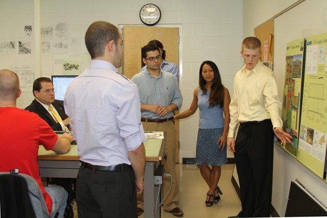 Team shows winning design to Dr. Stephen Scott, Wake Tech President