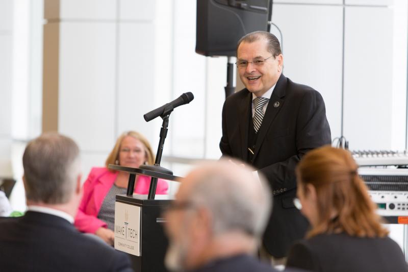 Dr. Stephen Scott, Wake Tech President; Dorothy McKelvie, Volunteer