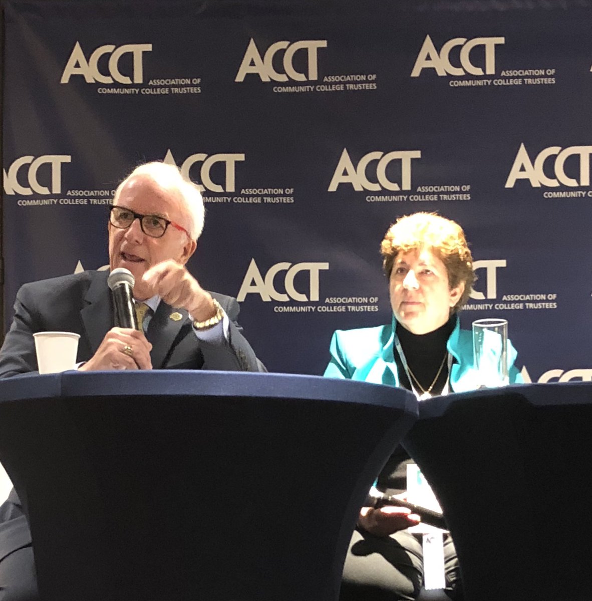Wake Tech Board chair and retired Lenovo vice president Tom Looney moderated the panel discussion.