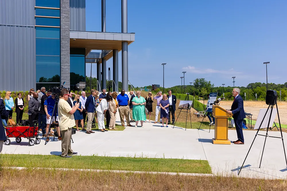 Wake Tech staff and others attend the ground-breaking ceremony for the Advanced Technology Center at Wake Tech East.