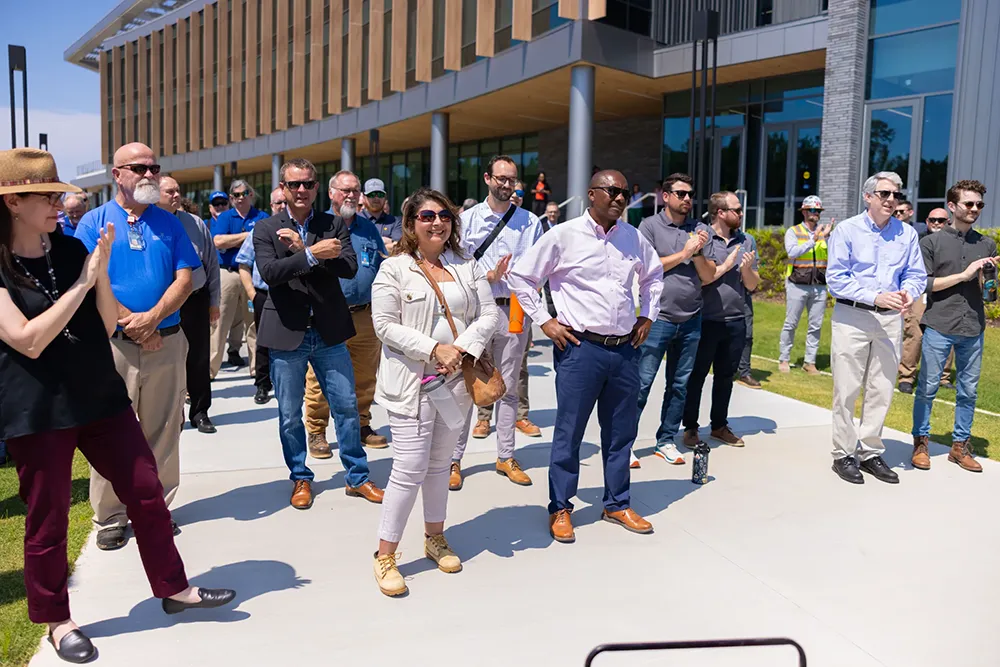 Wake Tech staff and others attend the ground-breaking ceremony for the Advanced Technology Center at Wake Tech East.