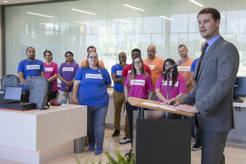Lenovo has donated $157,000 to support student scholarships, equipment, and technology at the RTP Campus. 