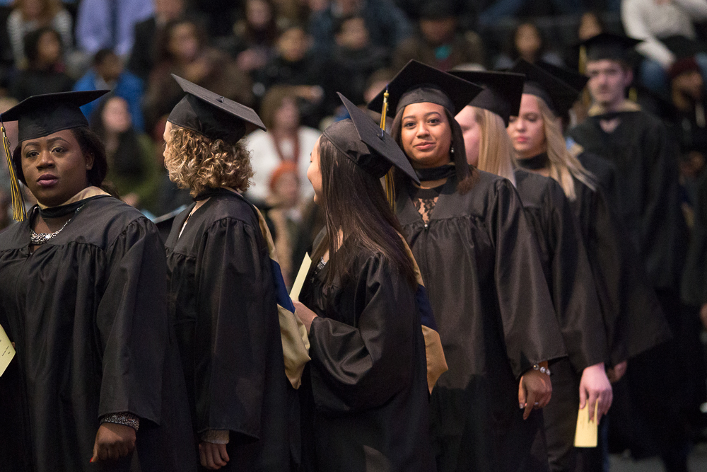 The ceremonies were held in the school’s new gymnasium in Building K.