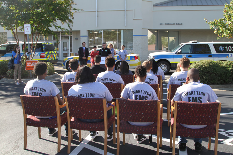 Wake County EMS teamed up with Wake Tech and NWCCA to help teach these high school students. 