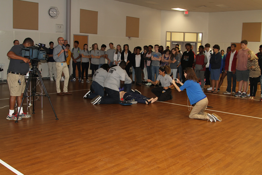 High school students demonstrated some of the life-saving skills