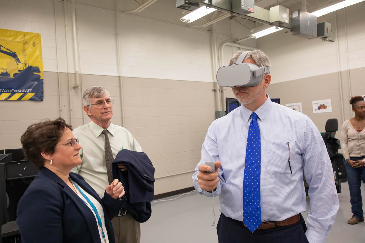 Dr. Ralls also observed the Heavy Equipment Operator simulation lab.