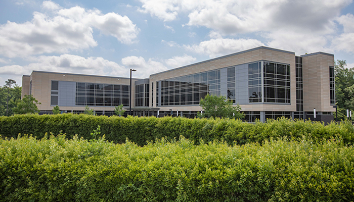 The focal point of Building F is the two-story Library and Learning Commons