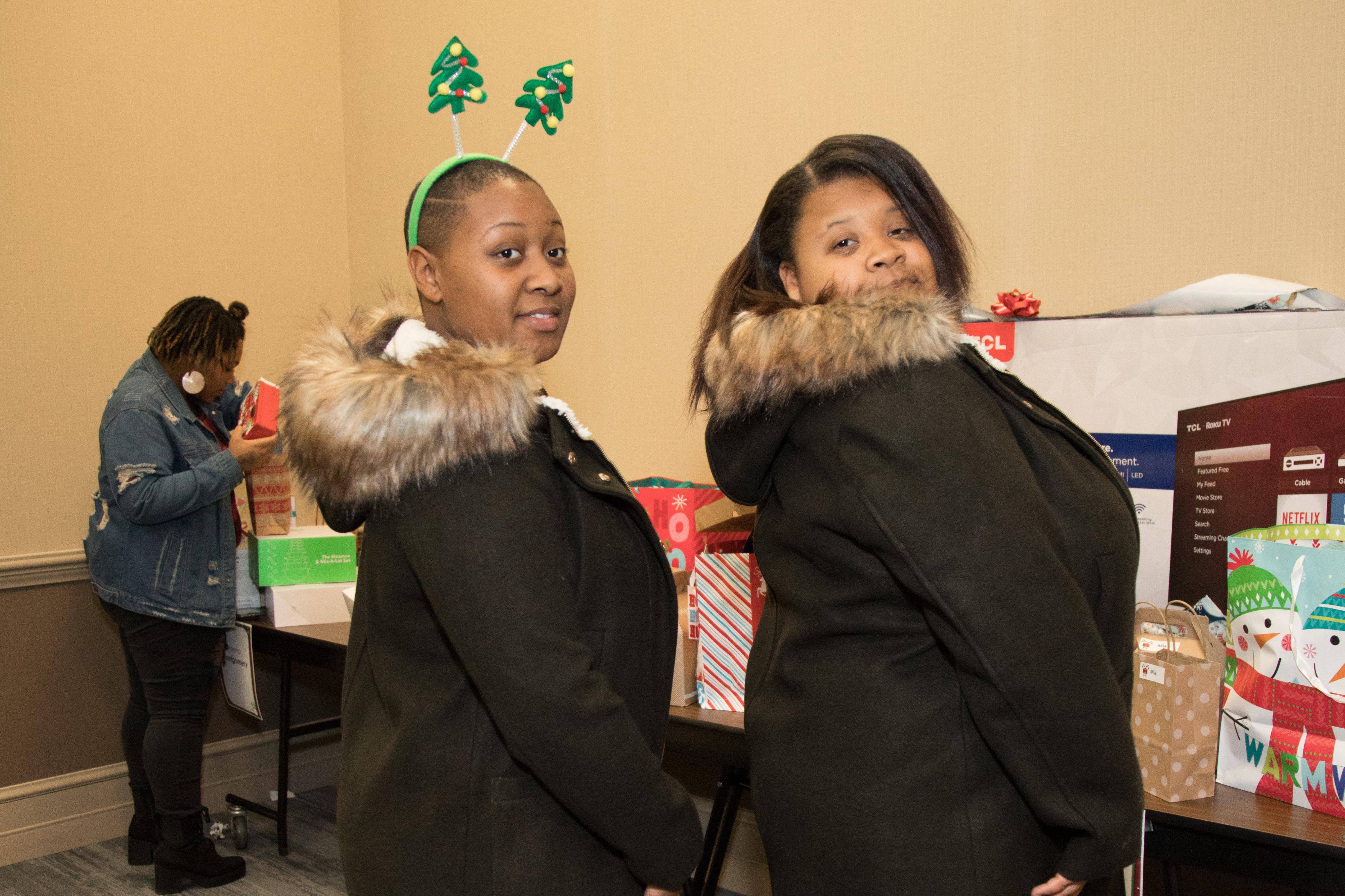 Students wearing new coats