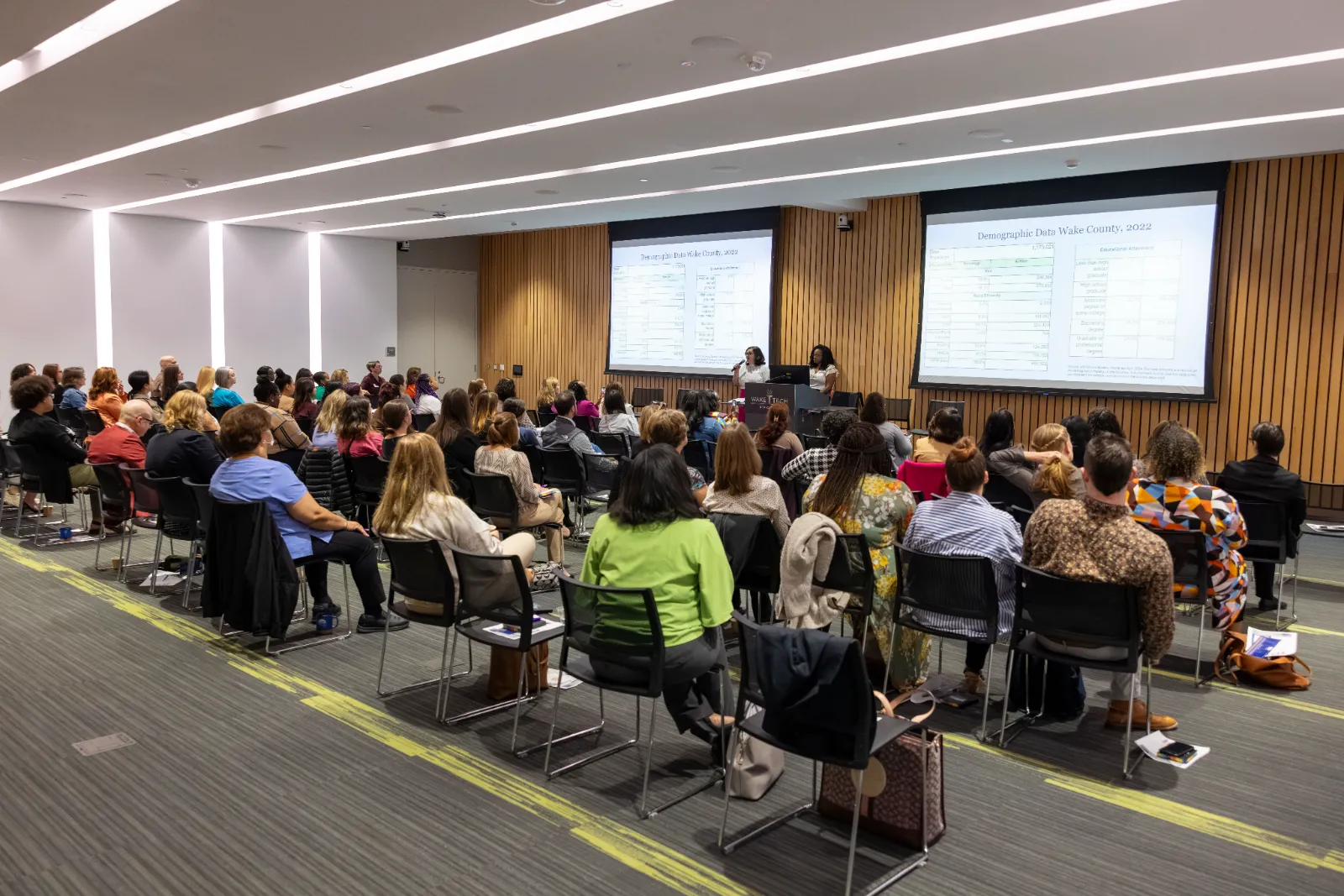Wake Tech faculty and staff members participated in a Wake Invests in Women Collective Conversation event focused on artificial intelligence in the workplace.
