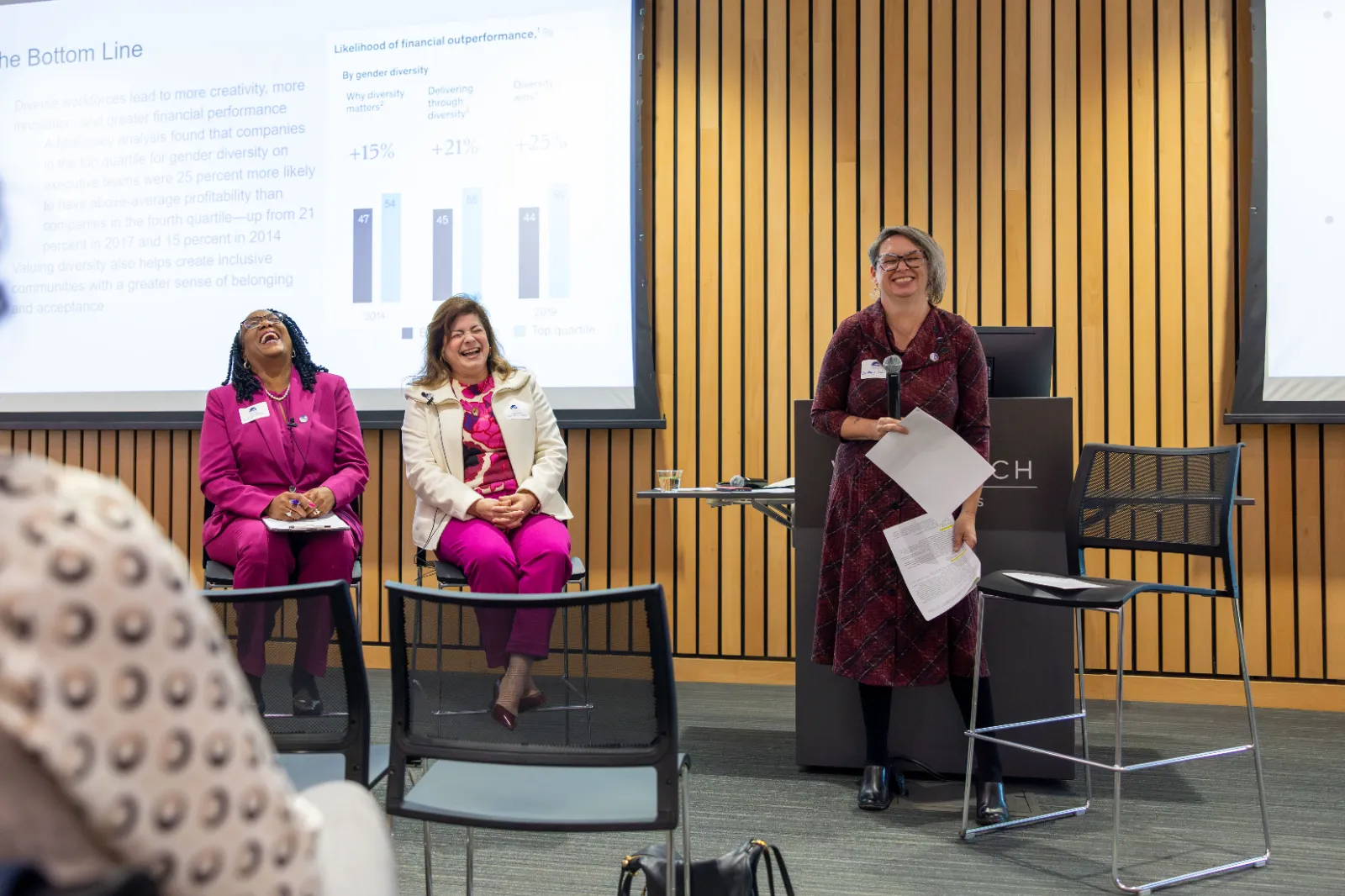 Wake Tech faculty and staff members participated in a Wake Invests in Women Collective Conversation event focused on artificial intelligence in the workplace.