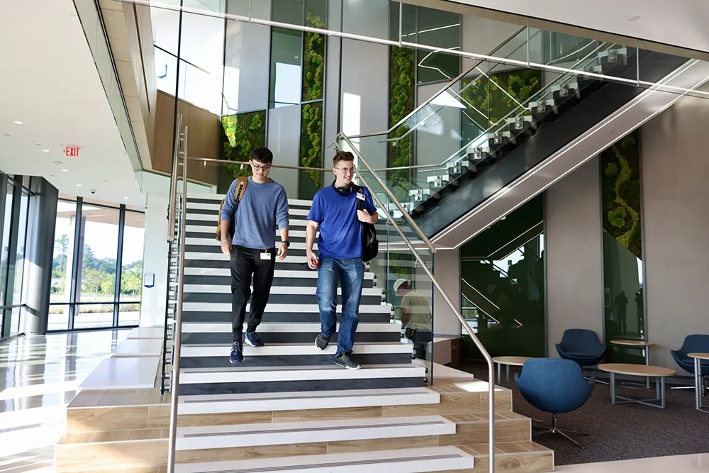 Two Wake Tech students check out a building on the new Wake Tech East location.