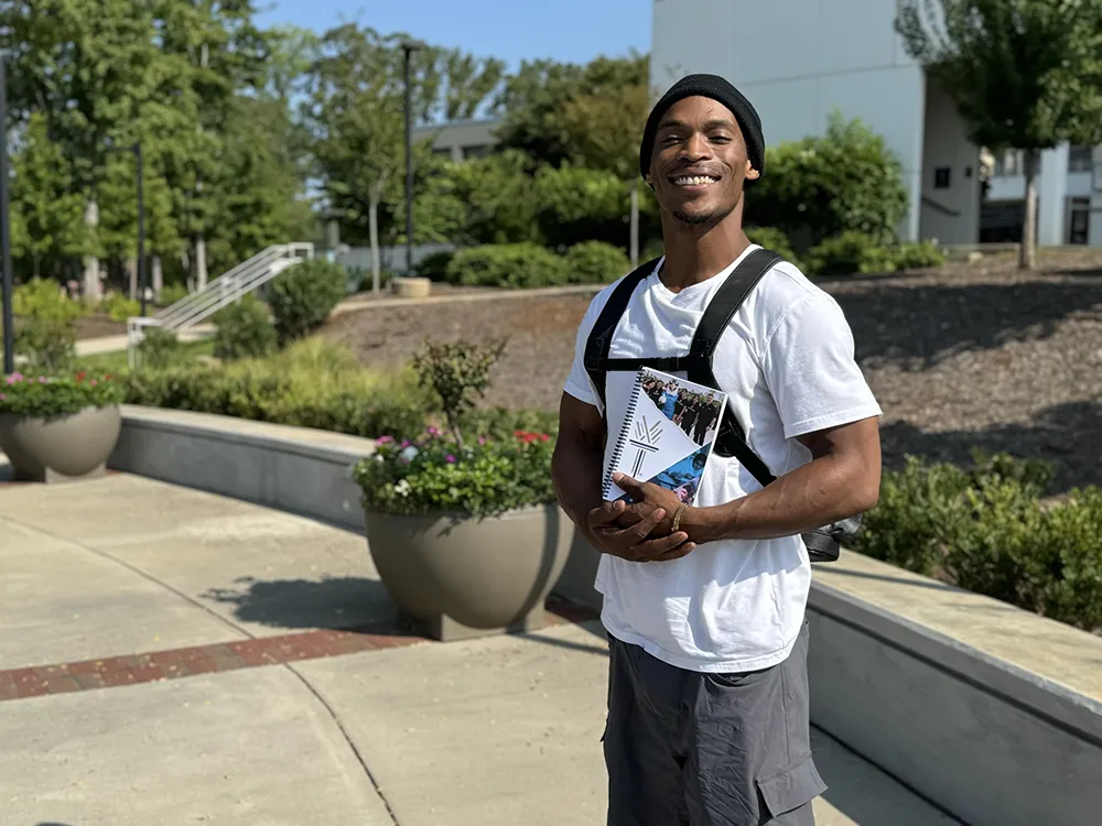 A Wake Tech student heads to class on the first day of the 2024-25 academic year.