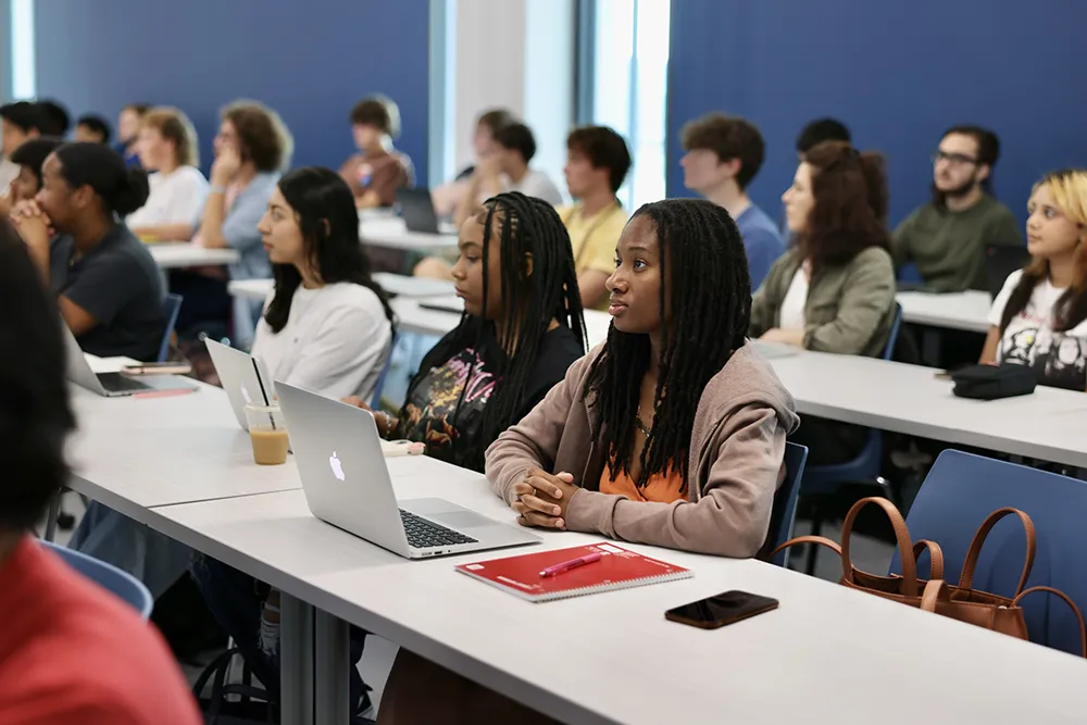 Wake Tech students sit in a classroom on the first day of the 2024-25 academic year.