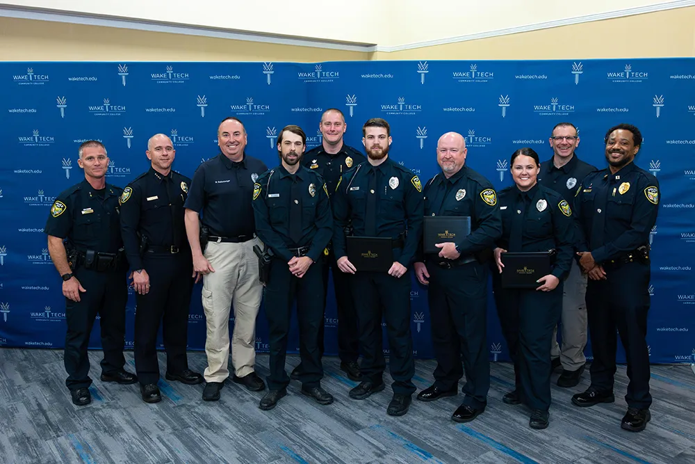 Fifteen cadets graduated from Wake Tech's Basic Law Enforcement Training Academy on May 20, 2025. (Court Johnson/Wake Tech)