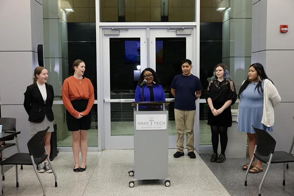 Twelve Wake Tech students were inducted into Sigma Kappa Delta, the national honor society for English and literature excellence at two-year colleges.