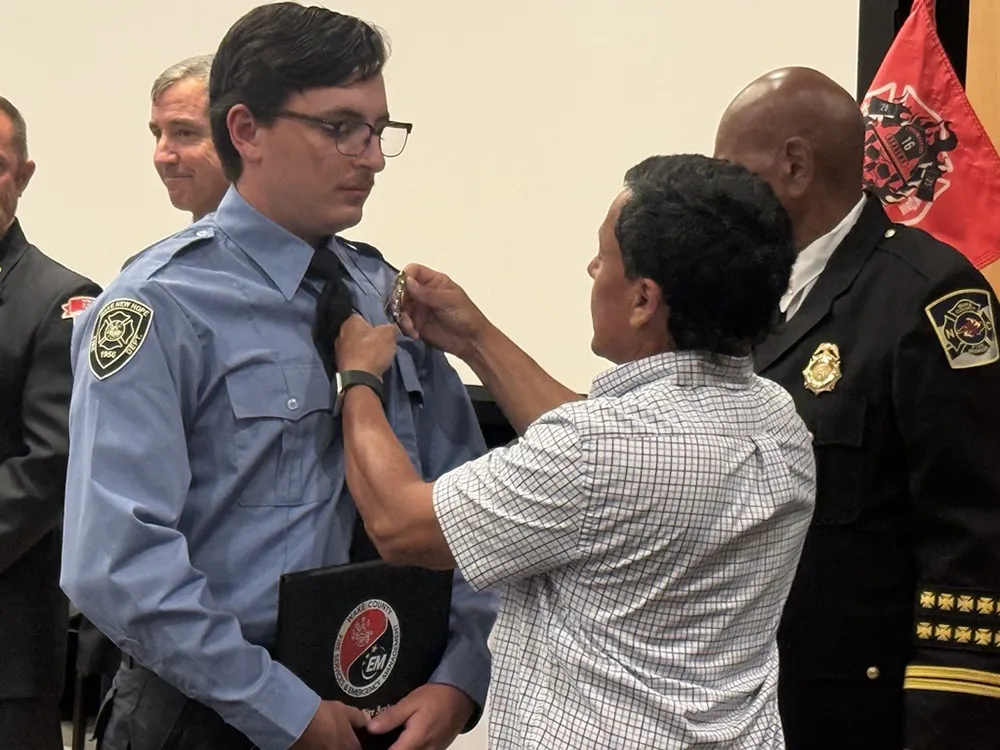 Twenty cadets graduated from the Career in a Year Fire Academy, a partnership between Wake Tech and Wake County, on June 18, 2025.