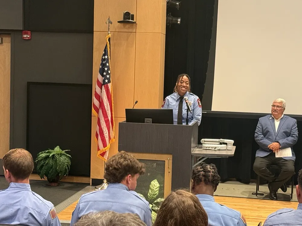 Twenty cadets graduated from the Career in a Year Fire Academy, a partnership between Wake Tech and Wake County, on June 18, 2025.