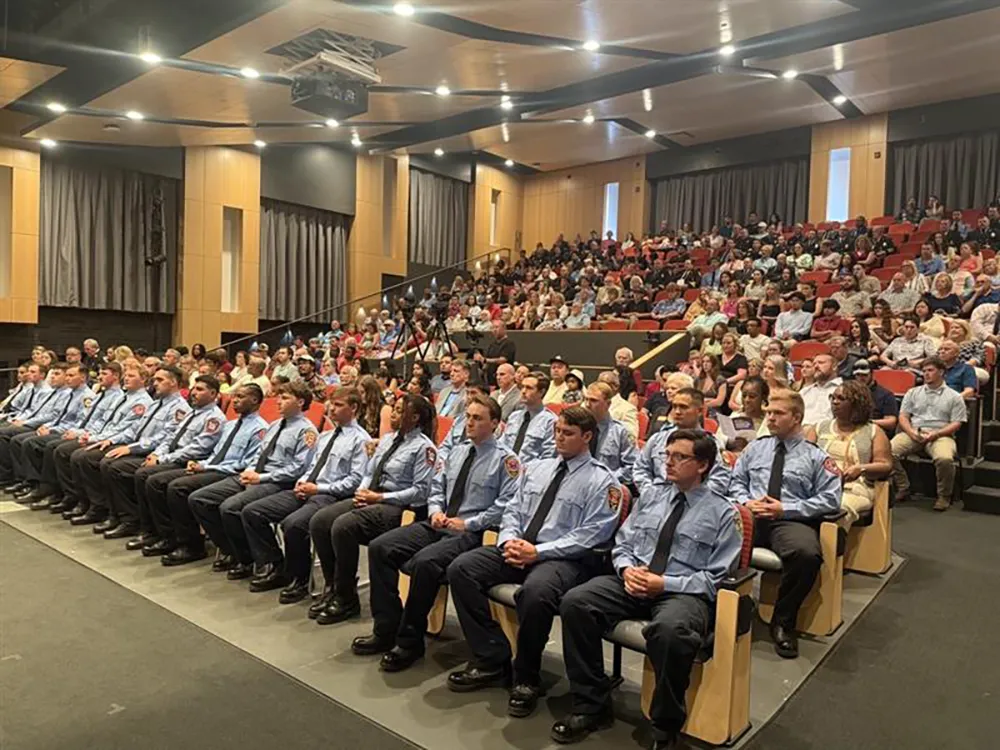 Twenty cadets graduated from the Career in a Year Fire Academy, a partnership between Wake Tech and Wake County, on June 18, 2025.